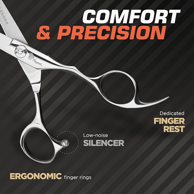 Fagaci Professional Hair Scissors 6" - Extremely Sharp Blades, Fine Cutting Shears Set for Men and Women, Barber Scissors Kit