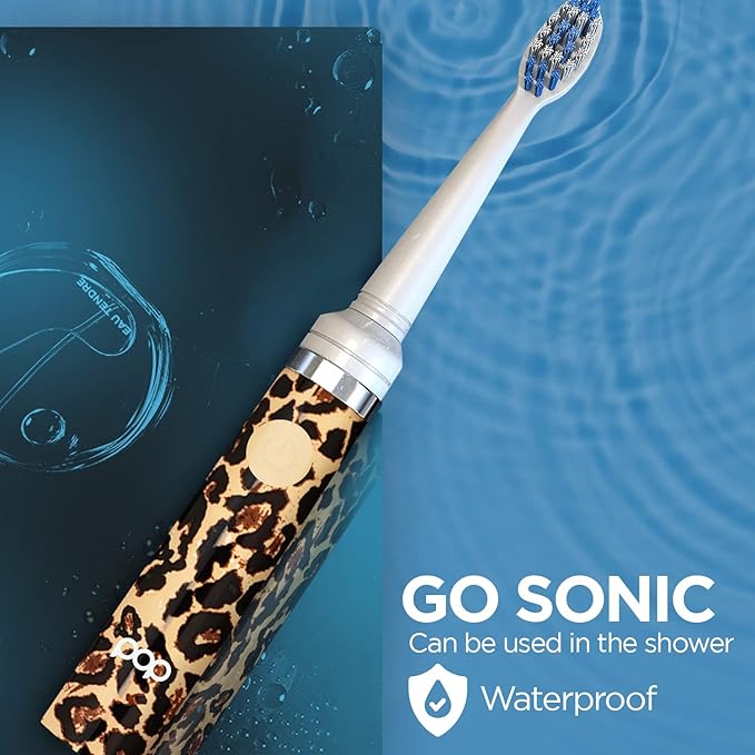 Pop Sonic Electric Toothbrush (Leopard) - Travel Toothbrushes w/AAA Battery | Kids Electric Toothbrushes with 2 Speed & 15,000-30,000 Strokes/Minute, Dupont Nylon Bristles
