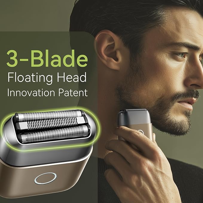 VNU Alloy Body Foil Shaver, Mini Pocket Shaver for Travel, Electric Razor for Men Face Beard, IPX7 Waterproof & 60-Day Standby, Gift for Men/Husband/Dad (Desert Titanium)