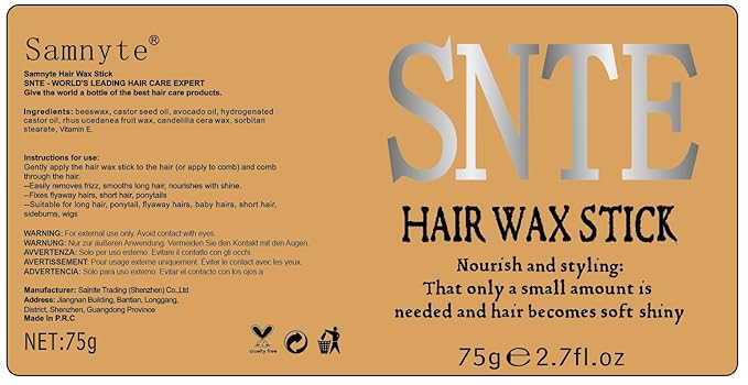 Samnyte Hair Wax Stick, Gel Tamer for Flyaways, Nourishing Slick Stick Pomade for Women & Kids, Slick Back & Styling Cream, Hair Styling Accessories for Teen Girls Gifts, 2.7 Fl Oz | Nourishing, for Women & Kids, Gel Tamer, for Flyaways, Bun Maker, 2.7...