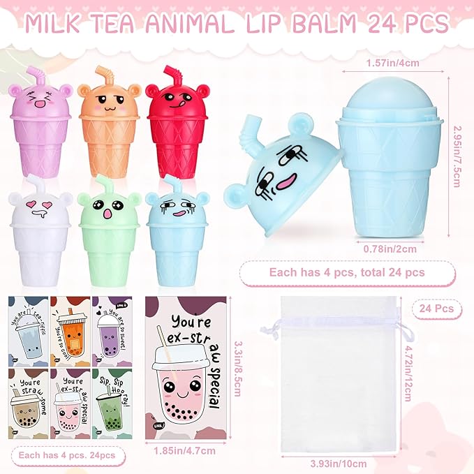 24 Sets Milk Tea Shaped Cute Girls