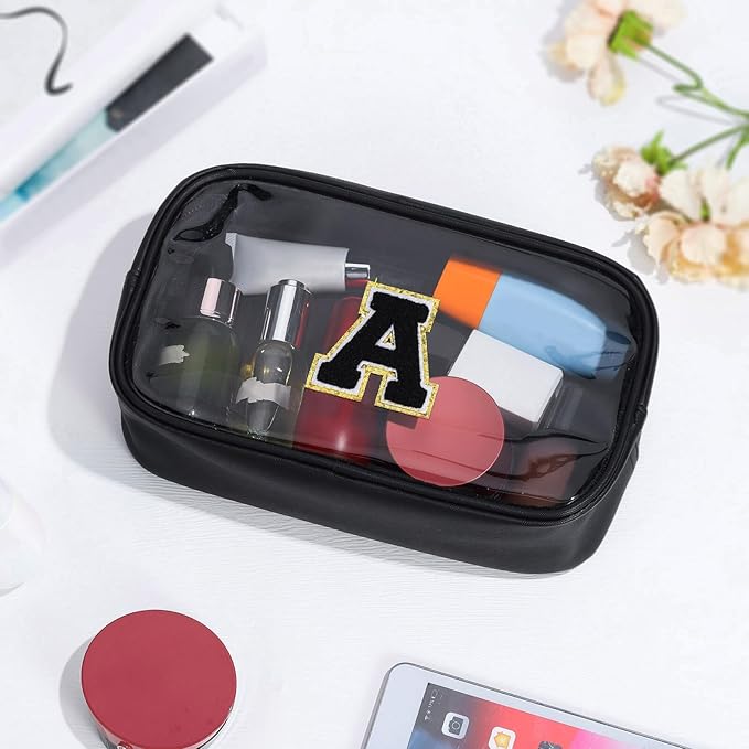 YOOLIFE Valentines Gifts for 3 4 5 6 7 8 9 10 11 12 13 Year Old Girls Travel Makeup Bag Pouch Toiletry Bag for Kids Clear Makeup Bag Cosmetic Bag Birthday Gifts for Girls Kids Preppy Stuff Black K