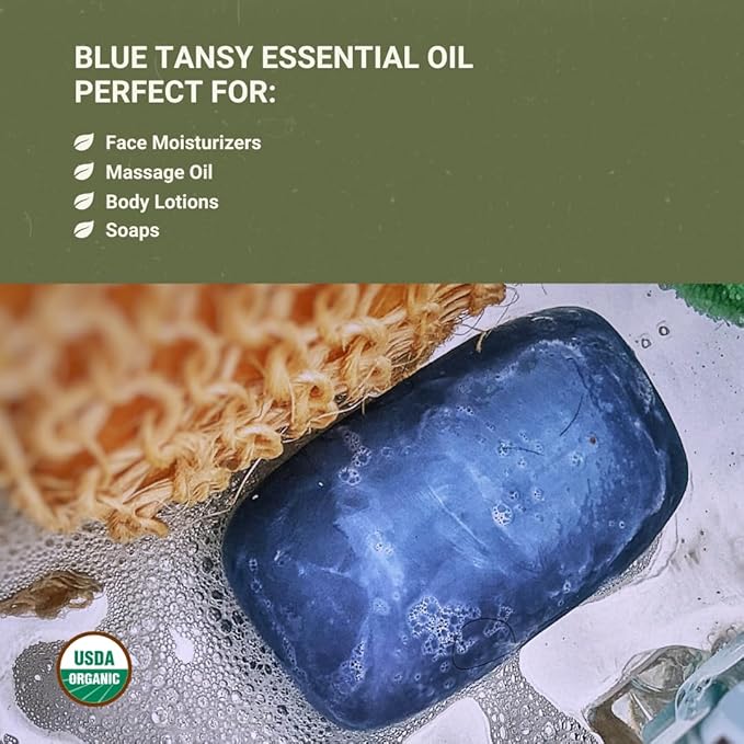 Organic Blue Tansy Essential Oil Direct from Malagassi Essential Oils - Ideal in Face Oil - Organic Blue Tansy for Candle Making and Soap Making (5 mL)