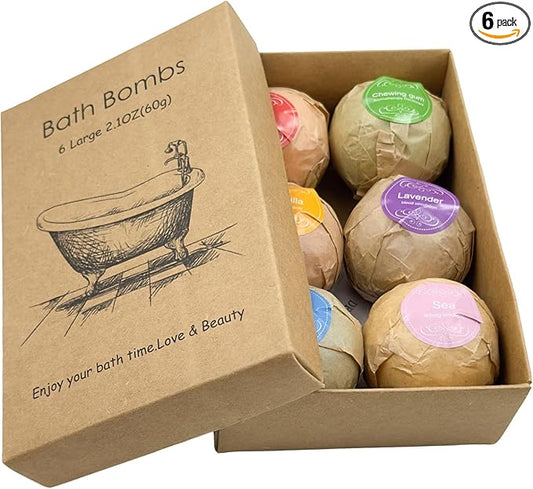 WYNK Bath Bombs Gift Set 6 Pack - Individually Wrapped Fizzy Bath Bombs with Floral Scent & Shea Butter for Soft Skin, Non-Staining Relaxing Aromatherapy Spa Bath