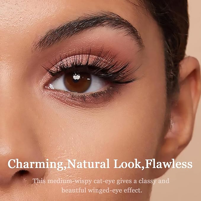 Magnetic Eyelashes with Eyeliner Kit,Cat-Eye Magnetic Lashes,False Eyelashes with Applicator,Reusable Magnet Lash Set,Natural Look,Easy,Cruelty-Free.