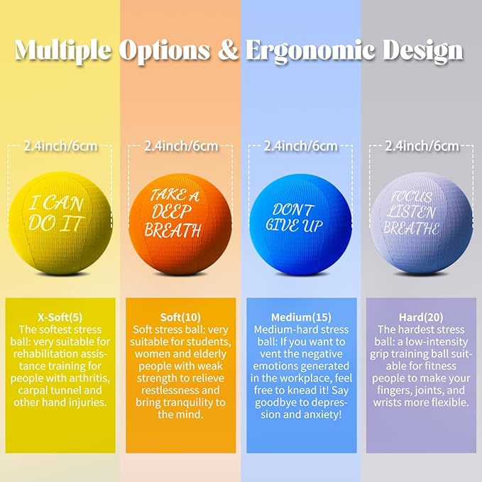 ALMAH Stress Balls for Adults 4 Density Hardness 4 Pack