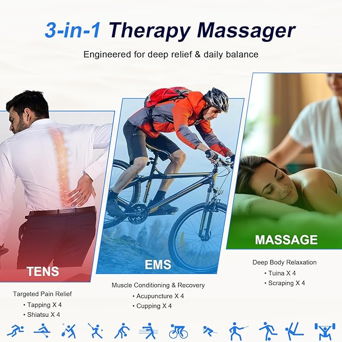 TENS Unit Muscle Stimulator for Pain Relief Therapy – 24 Modes TENS Machine & EMS Massager, Period Simulator Machine for Men & Women, Portable Muscle Stimulator for Back, Shoulder, and Neck Pain