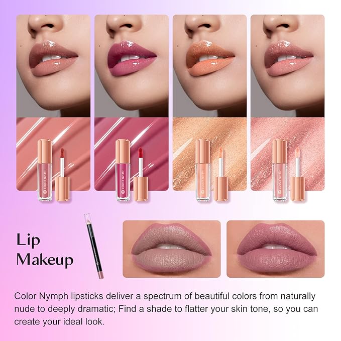 Color Nymph All In One Makeup Kit Comestics Gifts for Girls Teens, Travel Makeup Set 4 Trays Train Case for Beginner Includes Eyeshadow Highlighter Lipgloss Blush Concealer Brush Eyeliner Lipbalm