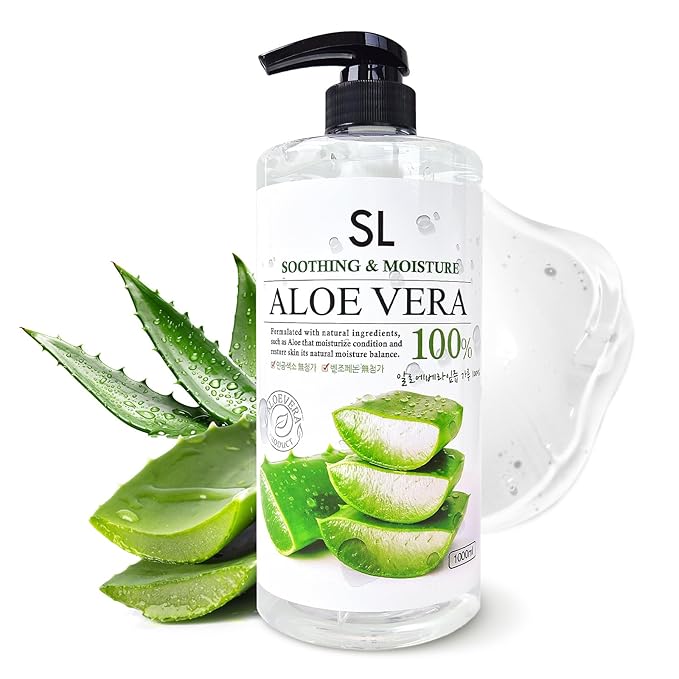 CUTIE MANGO Aloe Vera Soothing Gel 1000ml (35.27oz) | Quick Hydration & Moisturizing | Natural Aloe Vera | Face Hair Body After Shave Korean Daily Skincare All Skin Types Family Size (Made in Korea)