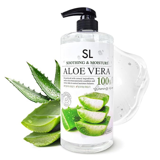 CUTIE MANGO Aloe Vera Soothing Gel 1000ml (35.27oz) | Quick Hydration & Moisturizing | Natural Aloe Vera | Face Hair Body After Shave Korean Daily Skincare All Skin Types Family Size (Made in Korea)