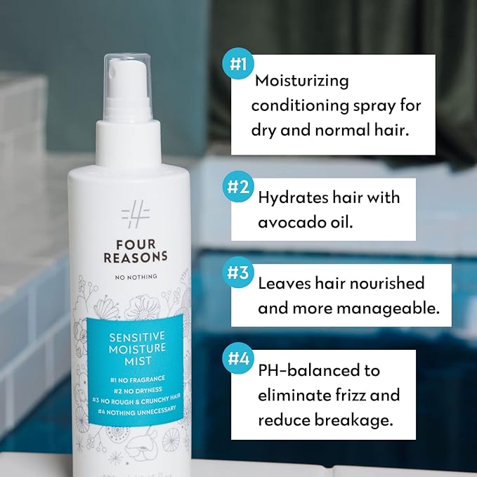 No nothing Moisture Detangling Mist – Fragrance Free Leave In Conditioner Spray & Heat Protectant for Hair – Hypoallergenic Detangler Spray for Sensitive Scalp & Dry Hair, 8.5 fl oz