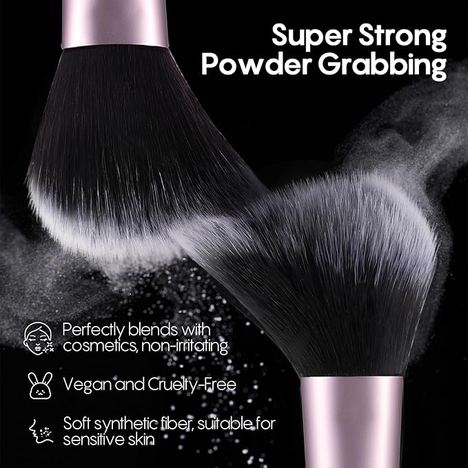 GLO&RAY Makeup Brushes 6Pcs - Travel Make Up Brush Set Professional for Eyeshadow, Foundation, Powder, Concealer, Blush, Eyeliner & Brow Blending Portable Face Cosmetic Brushes Kit with Case Mini