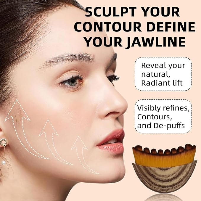 CACRTY Lymphatic Contour Face Brush – Facial Lymphatic Drainage Massager with Ultra-Soft Bristles, Ergonomic Design for Precise Skin Contact, Reduces Puffiness & Relieves Facial Tension