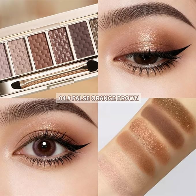 Rosy Nude Warm Eyeshadow Palette, 6 Matte & Shimmer Eye shadow — Dusty Rose, Beige Nude, Terracotta Brown, Rosy Copper & Antique Gold, High Pigment Long-Lasting Eye Makeup for Daily & Glam Looks 4