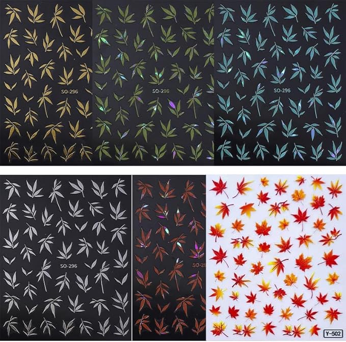 12 Sheets Fall Maple Leaf Nail Stickers 3D Metallic Gold Leaf Nails Decals Leaf Nails Decals Leaves Nail Design Autumn Nails Supplies Floral Nails Accessories for Women DIY Nail Art