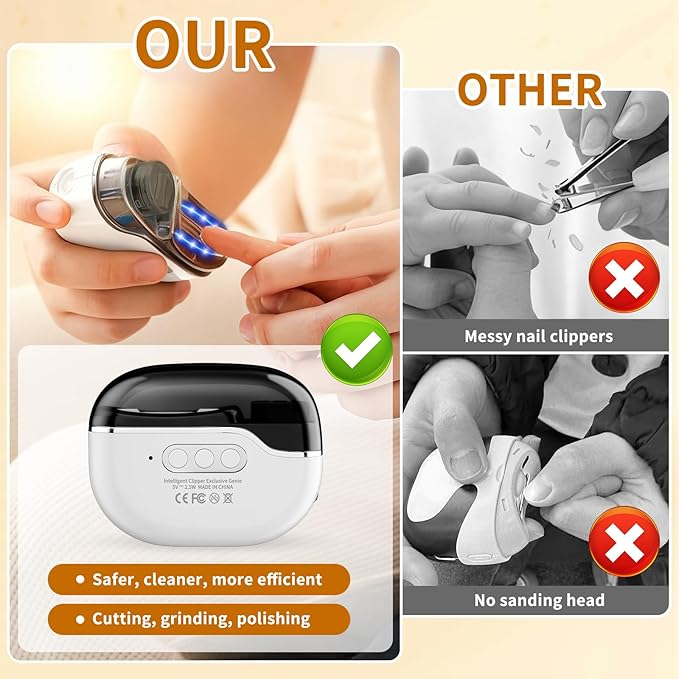 2026 New Electric Nail Clipper for Thick & Brittle Nails, 4-in-1 Rechargeable 3-Speed Nail Trimmer & Polisher with LED Light, Gel Nail Lamp & Storage, Ideal for Seniors, Adults & Kids, Fingers & Toes