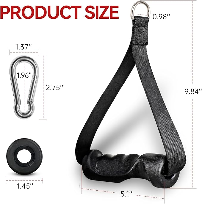 Exercise Handles - Ergonomic Gym Attachments for Cable Machine, Resistance Band Handles, Non-Slip D Handle Cable Attachment - Cable Handles for Pilates Strength Training Home & Public Gym