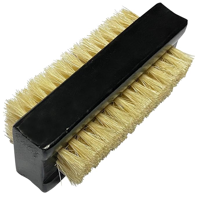 Coralpearl Wooden Nail Brush Cleaner Black X 1 in Natural 100% Boar Bristle for Cleaning Hand Finger Foot Toe, Fingernail Toenail Scrub Brush for Men Women Kids Manicure Pedicure Care (Two sided)