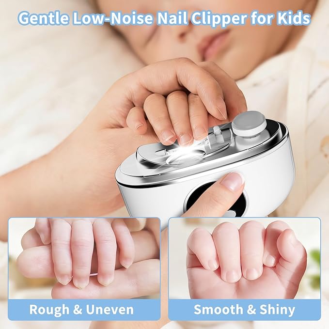 Electric Nail Clipper 3-in-1, 2026 Upgraded Painless Automatic Nail Trimmer for Thick Fingernails &Toenails, 3-Speed with LED, Polishing & Storage,Type-C Rechargeable,Safe for Seniors/Adults/Kid/Baby