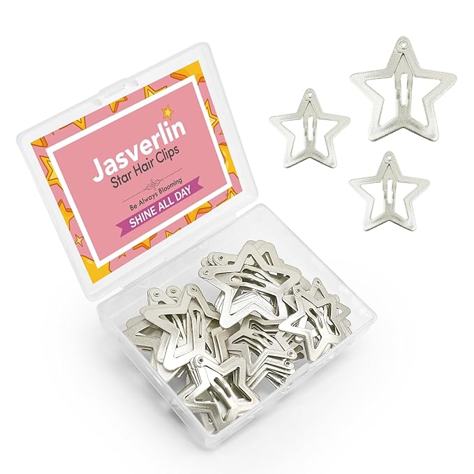 Gold Star Hair Clips, 1.22" and 1.61" Accessories for Girls Women, Metal Barrettes Little Stars Snap Clips Non Slip for Thick Thin Hair 40pcs (Matte Champagne)
