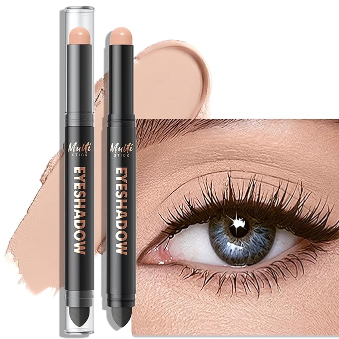 Dual-Ended Desert Matte Eyeshadow Stick - Long-Lasting Cream Eye Shadow Stick Crease-Proof Eyeshadow Pencil, Easily Blendable Nude Eyeliner Eye Brightener Makeup with Built-in Smudger, 05
