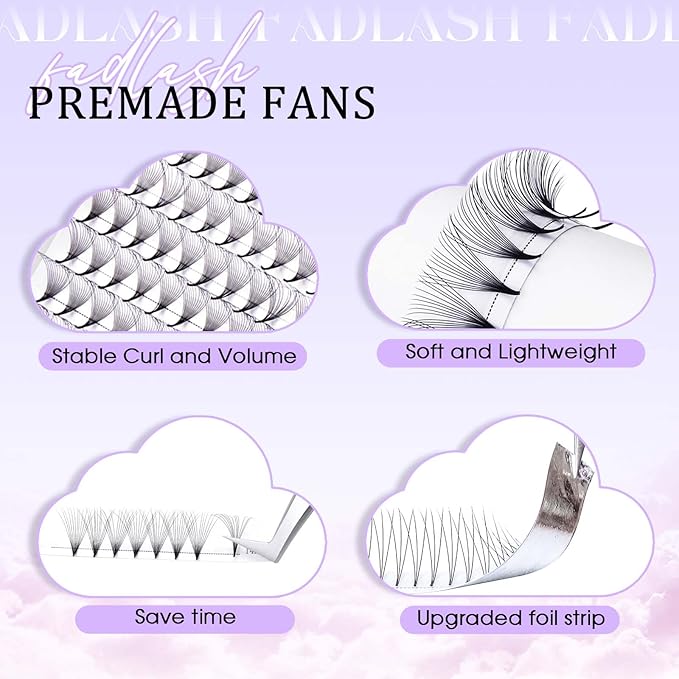 FADLASH Premade Lash Fans D Curl Premade Fans Eyelash Extensions 14D 0.07 Volume Lash Fans Premade Handmade Premade Lash Extensions Fans (14D-0.07D-8-14mm)