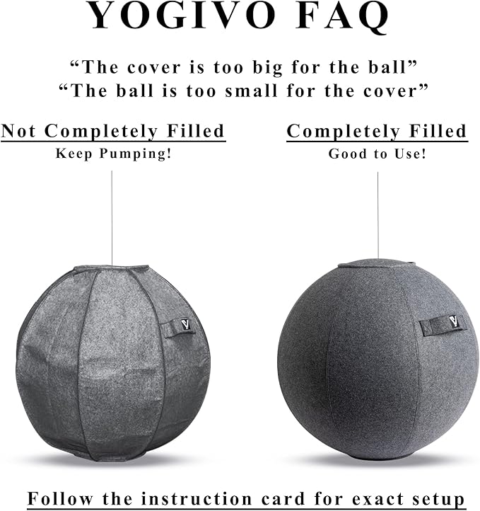 Sitting Ball Chair for Office and Home, Pilates Exercise Yoga Ball with Cover for Balance, Stability and Fitness, Ergonomic Posture Exercise Ball Seat with Handle and Pump