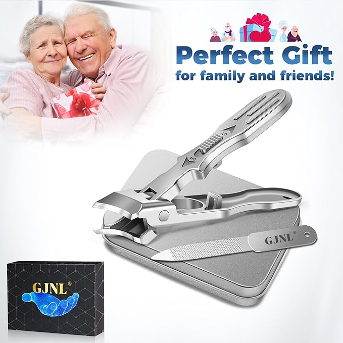 Ingrown Toenail Clippers - Wide Jaw Opening Anti-Splash Slanted Nail Clippers with Catcher, Heavy Duty Ingrown Toenail Clippers Nail Cutters, Ultra Sharp Slanted Nail Clippers with Long Handle