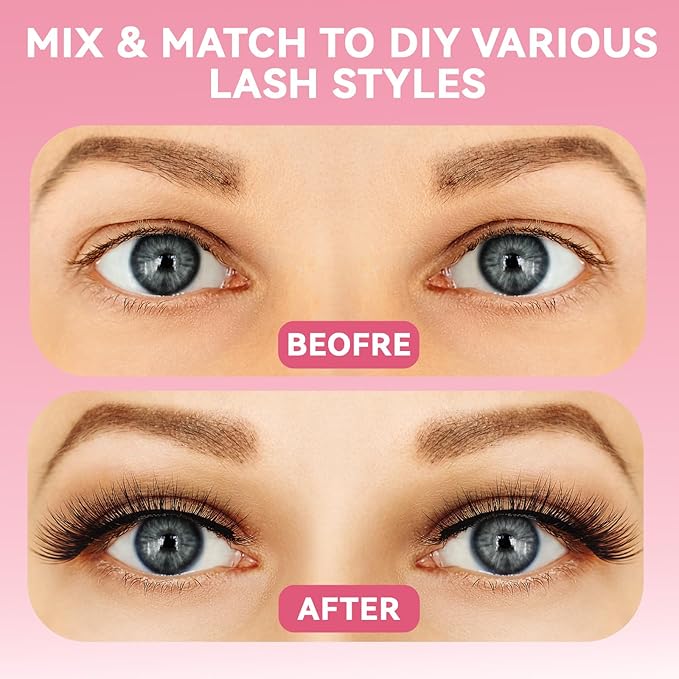 Lash Clusters 300PCS Soft Cluster Eyelash Extended By 10-18mm Wispy Individual Lashes With 40D+50D+60D Volume Eyelash Clusters DIY Homemade Curly Lash Eyelashes