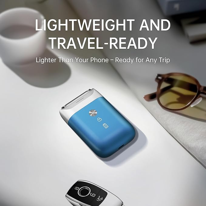 Portable Electric Razor for Men with 8,000 RPM Dual Floating Blade, 1H Charge for 60 Days, Type-C, IPX7 & Anti Pinch, Design for Daily/Travel Use, Electric Foil Shavers for Face, Navy