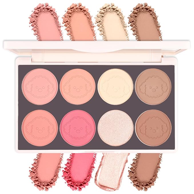 8 Colors Face Matte Blush Palette, Highlight and Contour Blusher Facial Cheek Contour Makeup Pallet, Women Natural Nude Makeup Brighten Skin Tone Portable Makeup Blush(8 Colors Blush Palette)