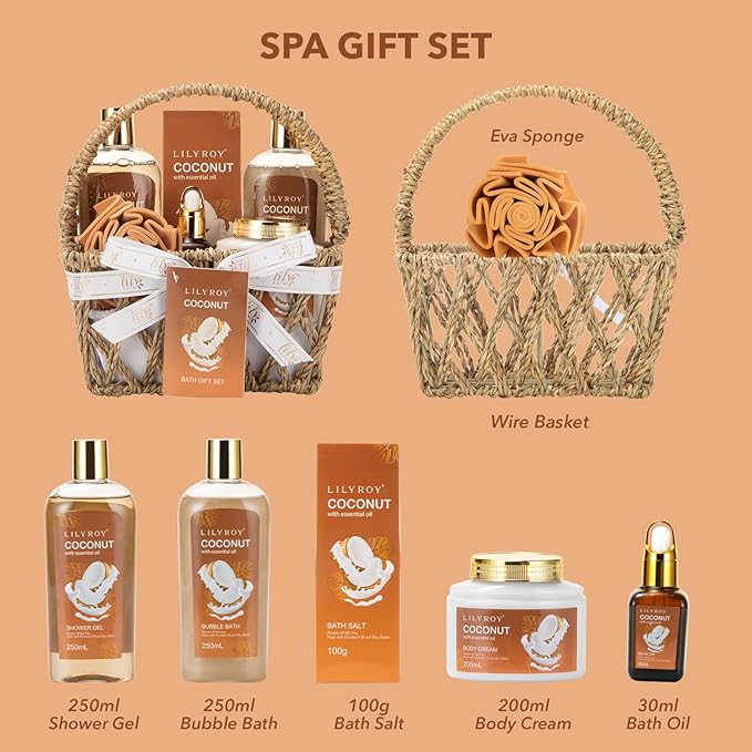 Valentines Day Gifts for Women - 7Pcs Luxury Bath and Body Gift Basket Set for Women & Men Perfect Gift | Mothers Day Gifts for Mom, Fathers Day, Birthday, Christmas Gift for Her & Him All Occasion