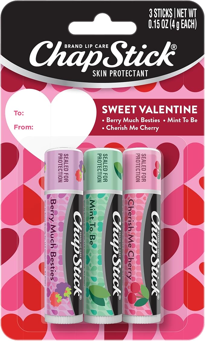 ChapStick Sweet Valentine Gift Lip Balm, Hydrating & Moisturizing Lip Care For Dry, Chapped Lips, Limited Edition Flavors, 3 Pack Variety, 0.15 OZ EA