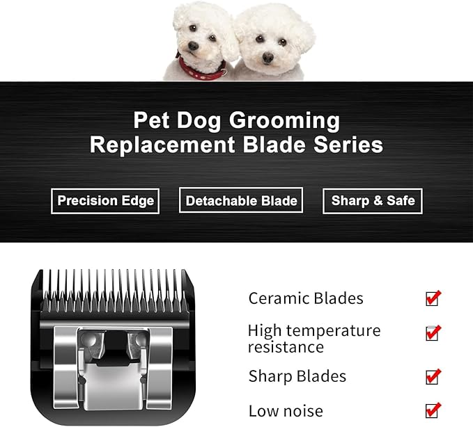 7F Blades Dog Grooming Blades Compatible with Andis/Oster A5/Wahl KM-10 Series Dog Clippers,Detachable Clipper Replacement Blade,Black (7FC/2PCS)