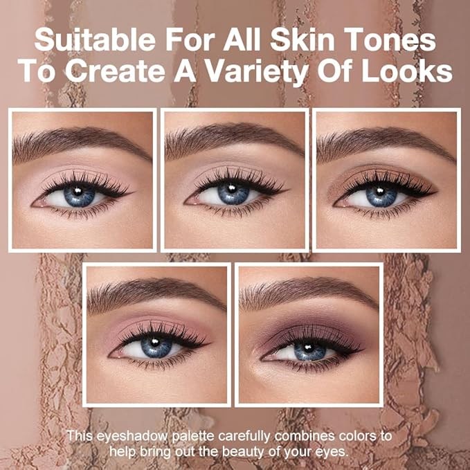 Matte Nude Eyeshadow Palette, Neutral Peach Brown & Taupe Eye Shadow Kit, High Pigment Blendable Long-Lasting All Matte Makeup Palette for Daily Natural Looks, Mature Eyes, Blue Green & Brown Eyes 2