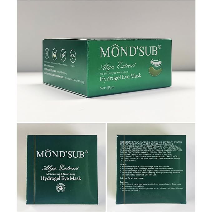 MOND'SUB Under Eye Patches for Puffy Eyes and Dark Circles, Eye Masks for Sleep,Brighten,Fine Lines & Hydration,Green Eye Masks