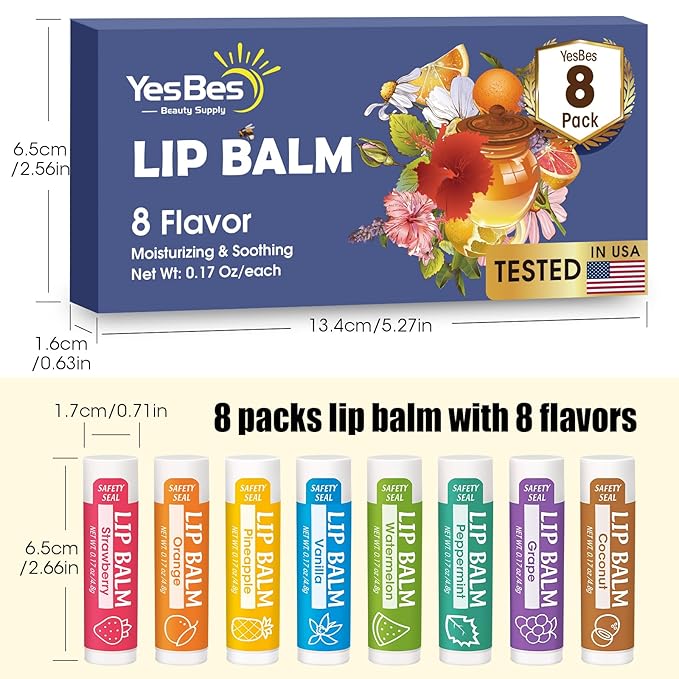 Lip Balm, 8 Pack Natural Bulk Stocking