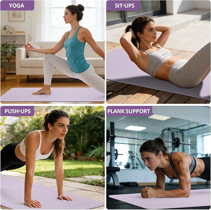 Yoga Mat Non Slip, 72"L x 24"W x 0.24"/0.32"TH, Anti-Tear Exercise Mat with Carrying Strap and Bag, Pro TPE Yoga Mats for Women, Workout Mats for Home, Pilates and Floor Exercises