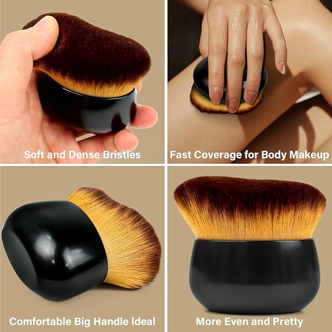 Extra Large Body Makeup Brush For Self Tanner, Leg Makeup &Bronzer Blend,75 mm Wide-headed Kabuki Brush Provides Pretty Application, Face& Back Makeup Brush, Wet& Dry Use, Stocking Stuffers for Women