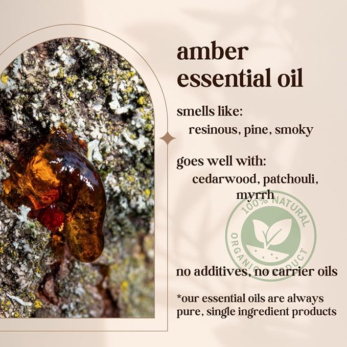 Avivni Amber Organic Essential Oil - 100% Pure & Natural, Undiluted for Aromatherapy, Skin, Hair, Diffuser (0.33oz - 10ml)…