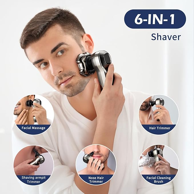 Head Shavers for Bald Men,Electric Razor for Men,IPX7 Waterproof Wet/Dry Bald Head Shaver, Flex Blades for a Close Shave,LED Display Electric Rechargeable Head Shaving Mens Kit with Type-C Charge