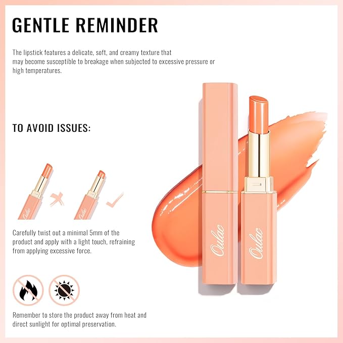 Oulac Moisturizing Shine Pink Lipstick for Women - 2 in 1 Glossy Bright Pink Tinted Lip Balm, Hydrating Winter Lipstick for Dry Lips,Shine Juicy Finish Vegan 2.2g/0.07oz (15)