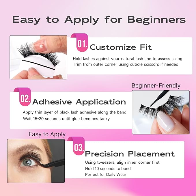 Cat Eye False Eyelashes Wispy Fluffy Volume Dramatic Strip Lashes Lightweight Natural Look Easy to Apply Reusable Faux Mink Eyelashes for Daily and Glam Makeup 7 Pairs
