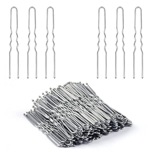 U Shaped Hair Pins, IKOCO 2.4inch Hair Pins for Women with Storage Box, Silver