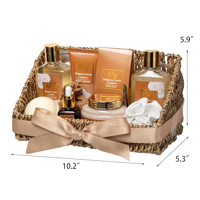 Valentines Day Gifts for Women - 17Pcs Vanilla Bath and Body Gift Basket Set for Women Spa Gift Baskets Spa Kit | Gifts for Christmas, Mothers Day, Birthday Gift, Self Skin Care Gift Sets for Her