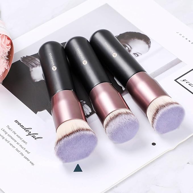 KINGMAS Angled Top Foundation Brush, Premium Kabuki Makeup Brush for Liquid, Blending, Cream, Powder,Blush Buffing Stippling Face Makeup Tools Black