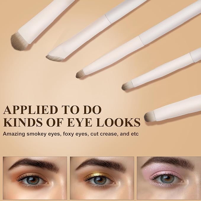 Intercilium Rains Makeup Brush Set Professional 13pcs，Premium Synthetic Powder Foundation Contour Blush Concealer Eyeshadow Blending Liner Make Up Brushes Kit（Milky B521）
