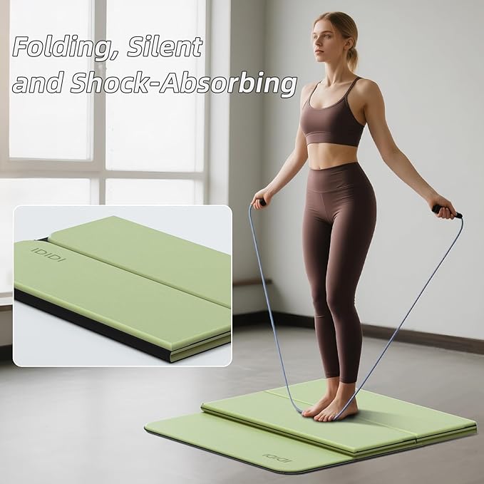 Foldable Yoga Mat Extra Thick 0.32 Inches Eco-Friendly POE Material, Non-Slip Design Fitness Mats, Multi-Purpose Workout Mats For Studio or Home Use (70 x 24 x 0.32 inches）