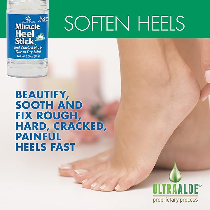 Heel Balm for Dry Cracked Feet – Miracle Heel Stick with Foot Repair Cream – Repairs Dry, Cracked Heels & Feet – Ultra Aloe Formula Moisturizes, Softens & Restores – Ideal for All Ages