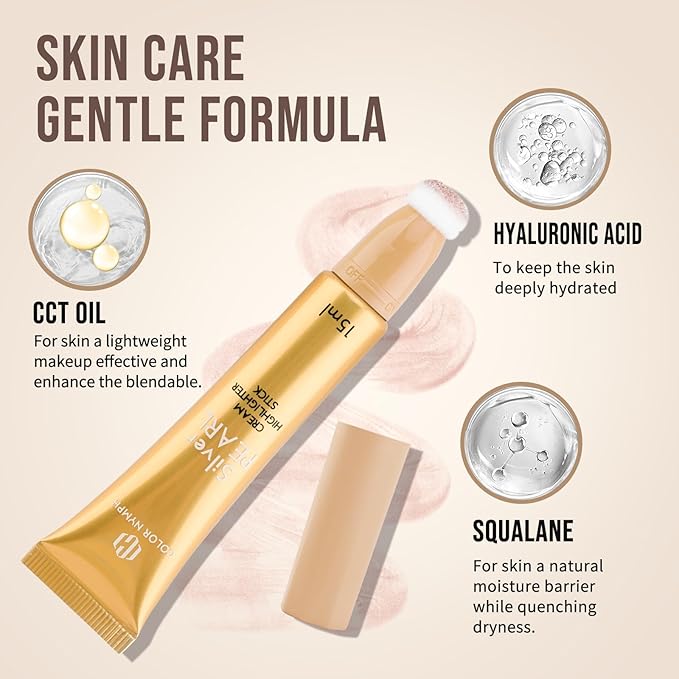Color Nymph Makeup Highlighter Liquid Highlighters Glow Highlight Beauty Wand Moisturizing Formula Face Highlight For Beauty Sparkling Fine Texture Easy Makeup Blending Lasting - White Highlighter